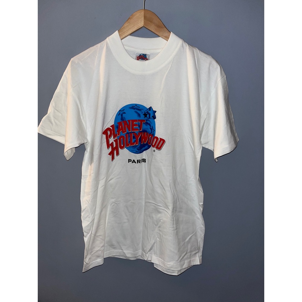 Planet Hollywood Paris Graphic T Shirt White Mens Size Medium M Retro